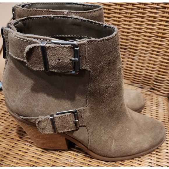 Lucky Brand Boots Womens 9.5 Leather Suede Booties Emmerlee Country Western 2.5" - Picture 4 of 12